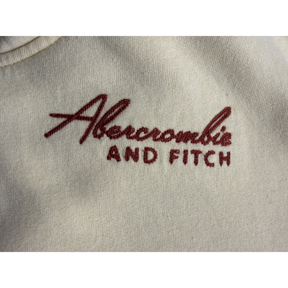 Abercrombie & Fitch Cream Palm Tree Embroidered Hoodie Sweatshirt Mens XS - Picture 8 of 12
